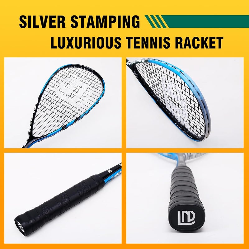 LUNNADE Carbon Squash Racket, Lightweight Tear Drop Squash Racquet with Ball Overgrip Damper and Bag - Image 2